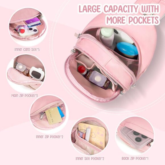 Cute Adjustable Pink Fanny Pack with Wallet for Tween Girls 6-14 Years Old - Picture 4 of 7